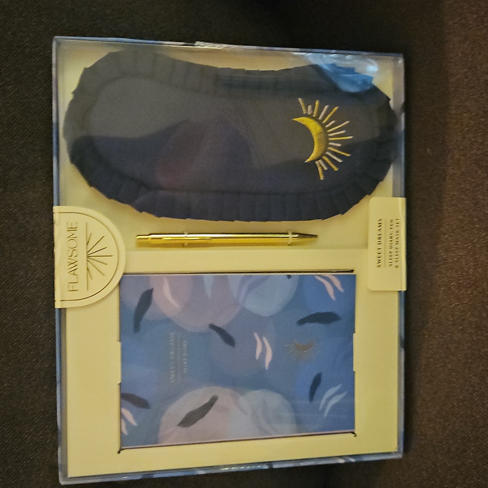 Sweet Dreams Sleep Diary, Pen & Mask Set - Blue and Gold